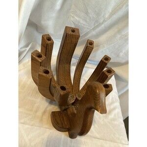 Wood Bird Turkey Candelabra Candle Holder MCM Thanksgiving Danish Modern Menorah